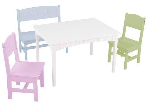 Pastel Table with Bench and 2 Chairs D655