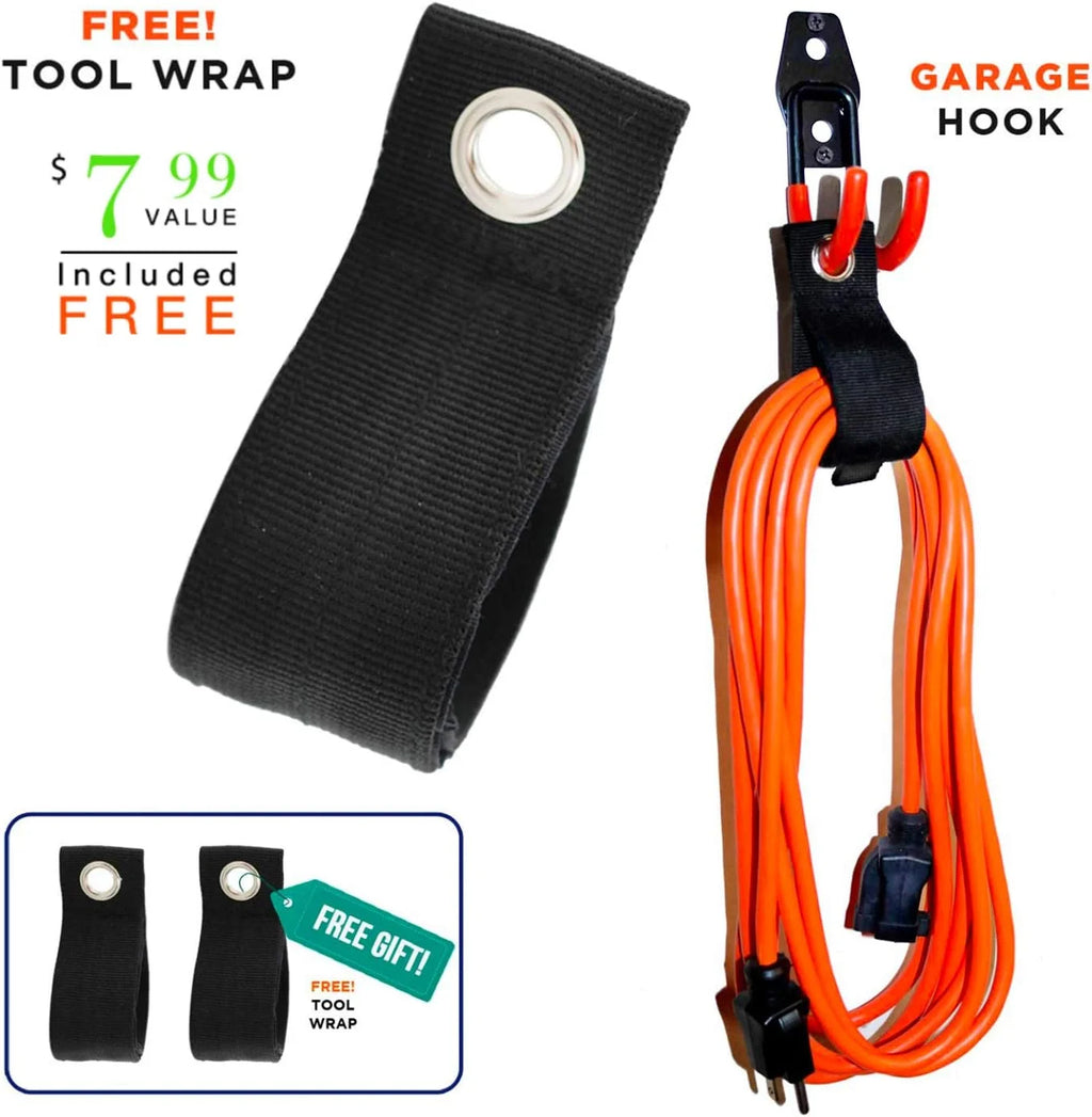 12 Pack Wall Storage Hooks with 2 Extension Cord Straps, Heavy Duty Tool Hangers H49489