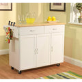 White Wood Top Kitchen Cart X879361