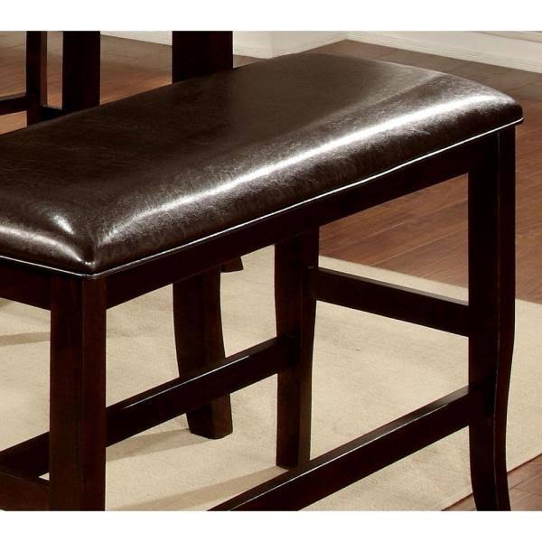 Espresso Leatherette Counter Height Bench S472