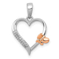 Sterling Silver Butterfly Diamond Heart Pendant F581