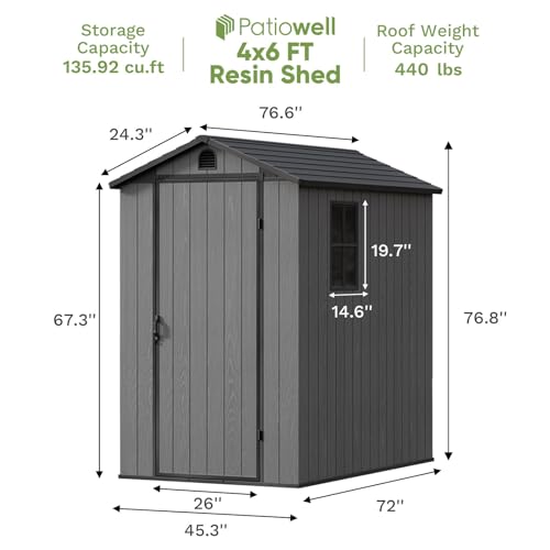4 x 6 FT White Plastic Resin Shed I890768