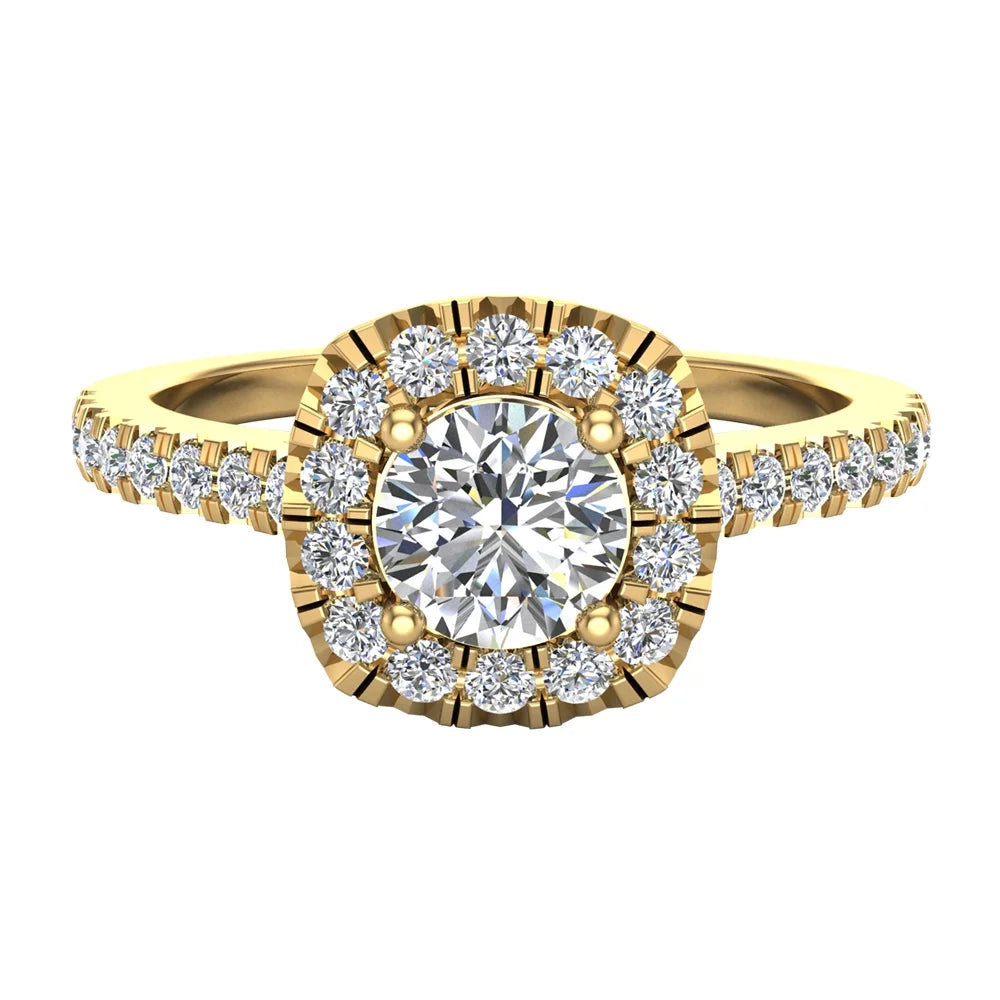 14K Gold 0.75 Carat Halo Diamond Ring F6958