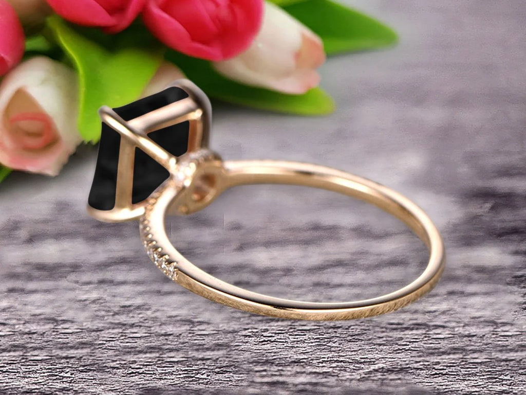 1.75 Carat Princess Cut Black Diamond Moissanite Engagement Ring 10k Yellow Gold H522333