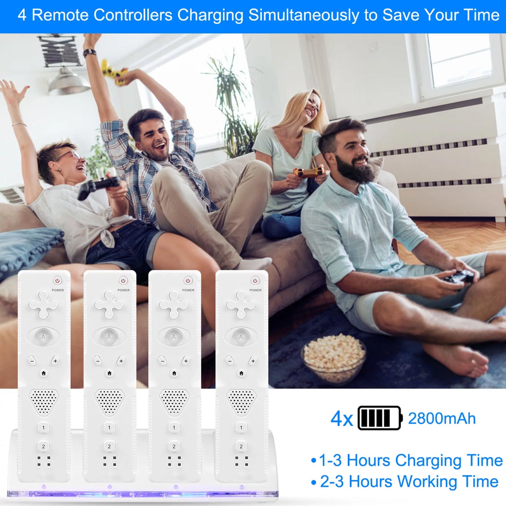 White 4 Remotes Charging Dock Game Controller Charger J267170