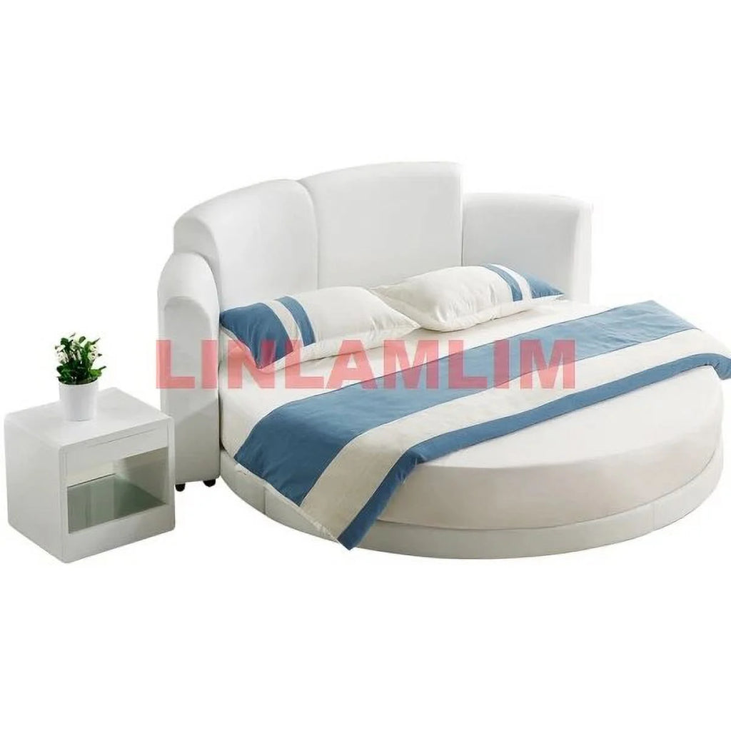 Genuine Cow Leather Bed Frame with Led Lamp P40658