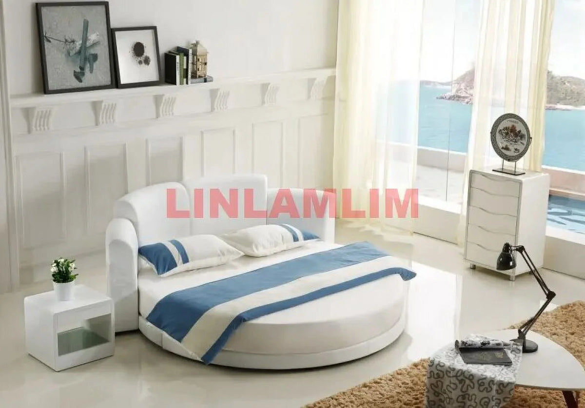 Genuine Cow Leather Bed Frame with Led Lamp P40658