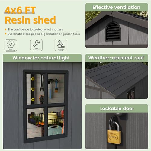 4 x 6 FT White Plastic Resin Shed I890768