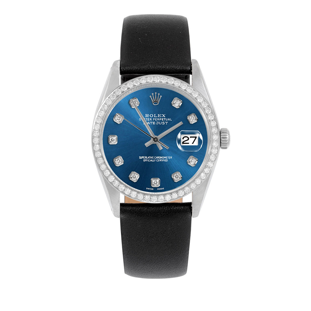 Blue Diamond Leather Strap Wristwatch U67208