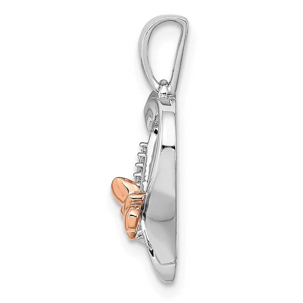 Sterling Silver Butterfly Diamond Heart Pendant F581
