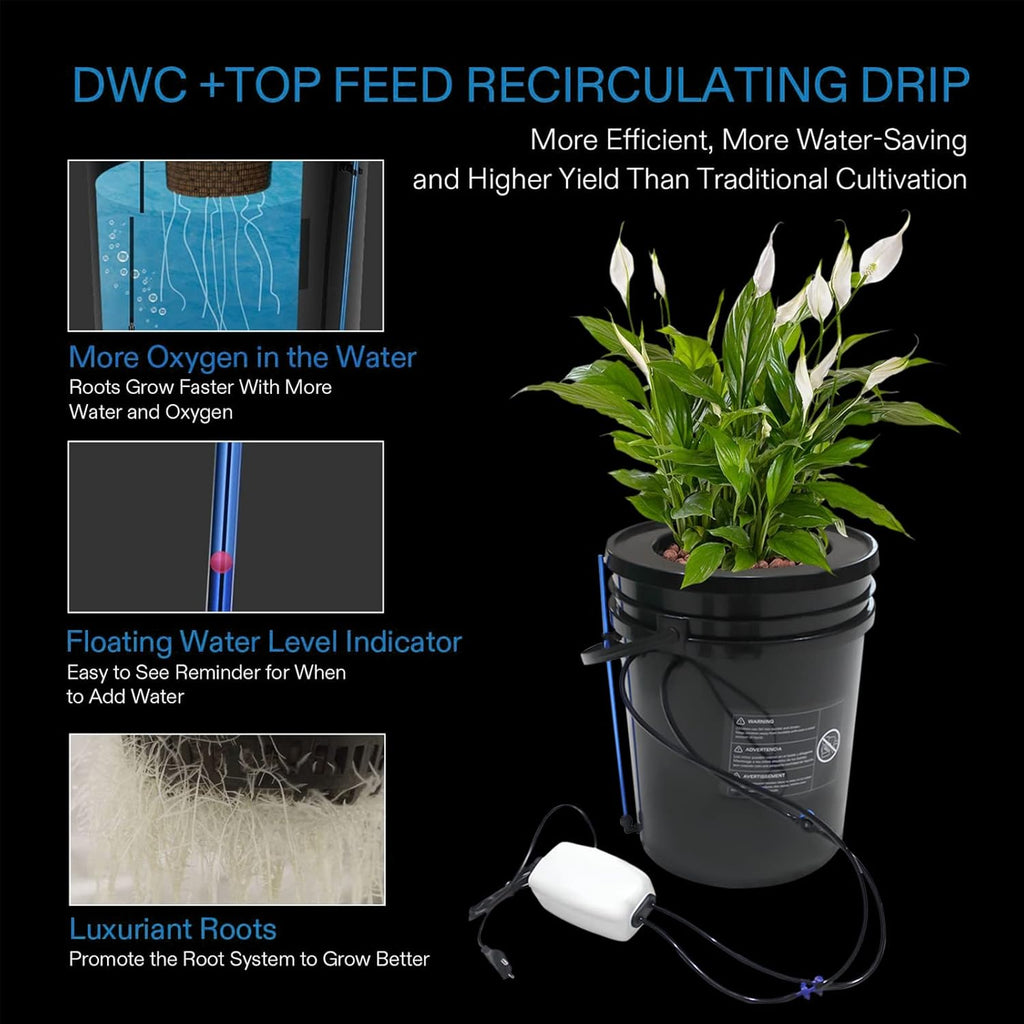 5-Gallon Deep Water Culture Hydroponics Growing System Kit S756425