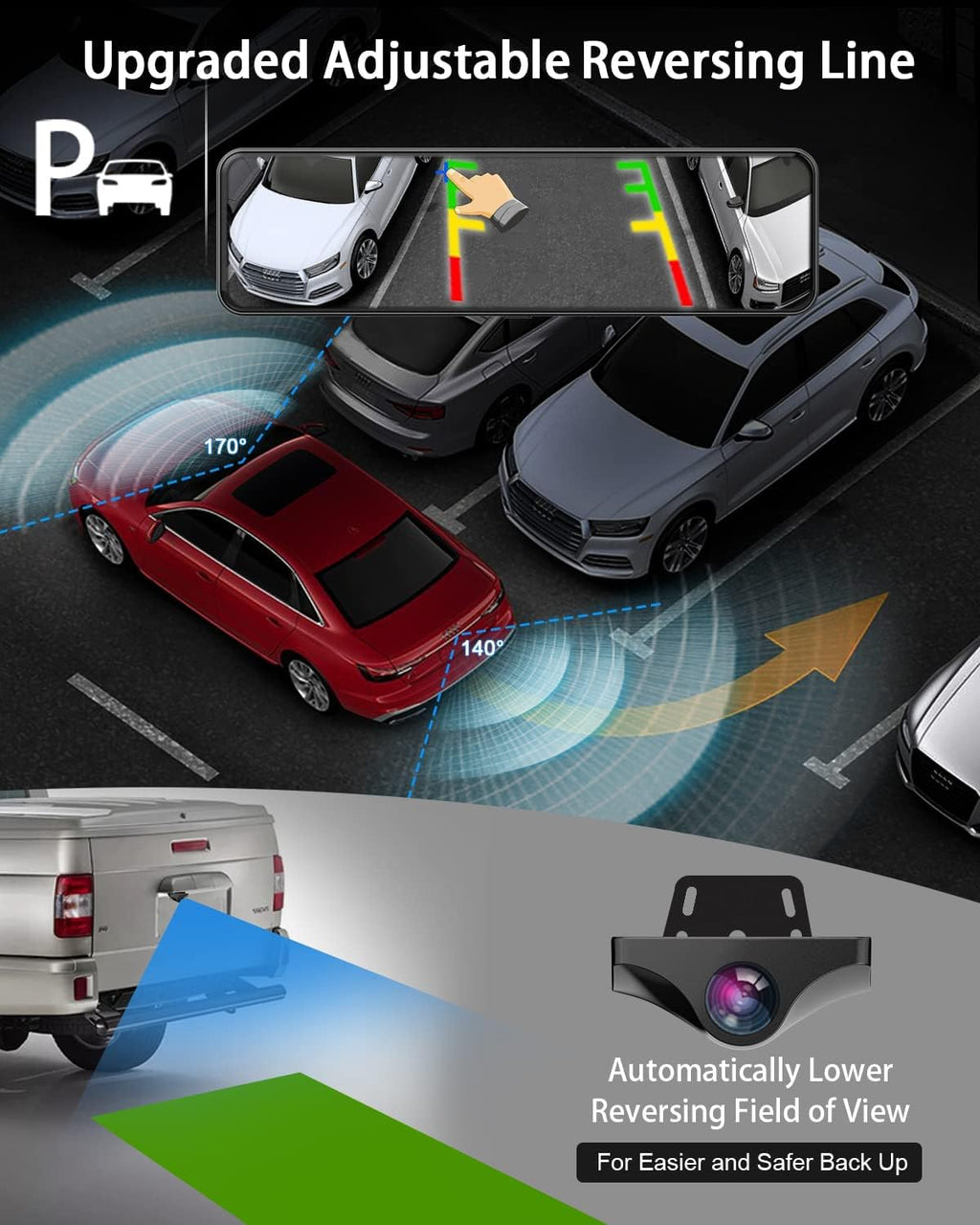 11 Rear View Mirror Dash Cam 1080P Dual Dash Camera Waterproof Backup Camera U331