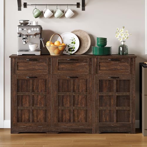 Brown Oak Double Trash Can Cabinet with Drawers P297241