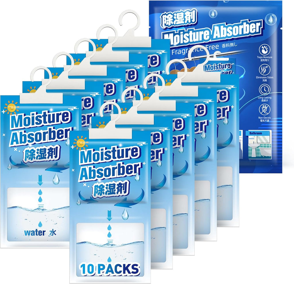 10 Packs Fragrance Free Moisture Absorber Packets, 500ml Each X671718