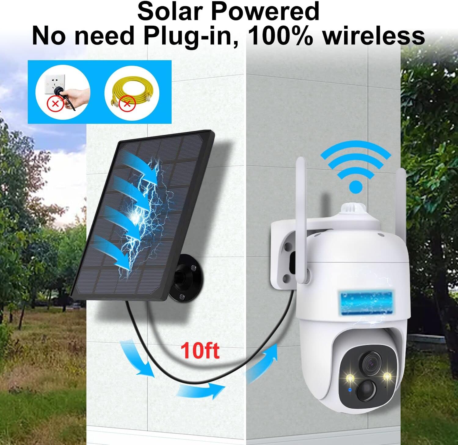 Wireless Solar Outdoor Security WiFi Camera with 360 View and IP65 Waterproof Q9155