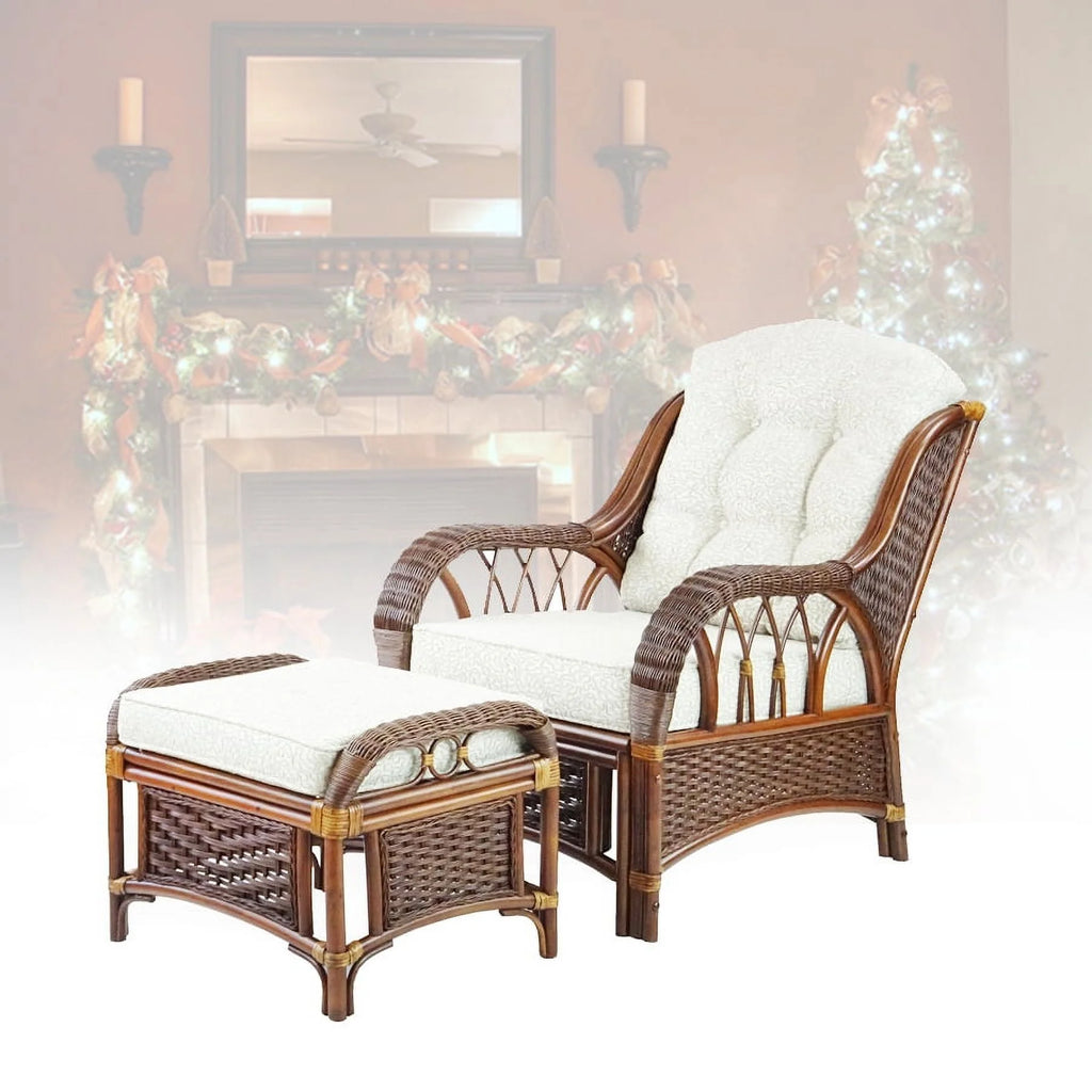 White Armchair with Ottoman T568