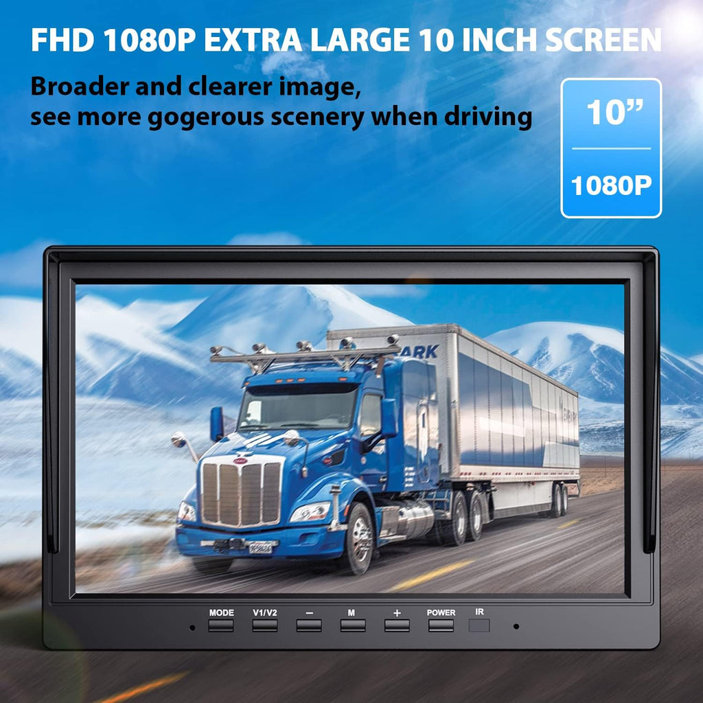 10-inch Wireless Backup Camera System with Recording, IP69 Waterproof Cameras J1256
