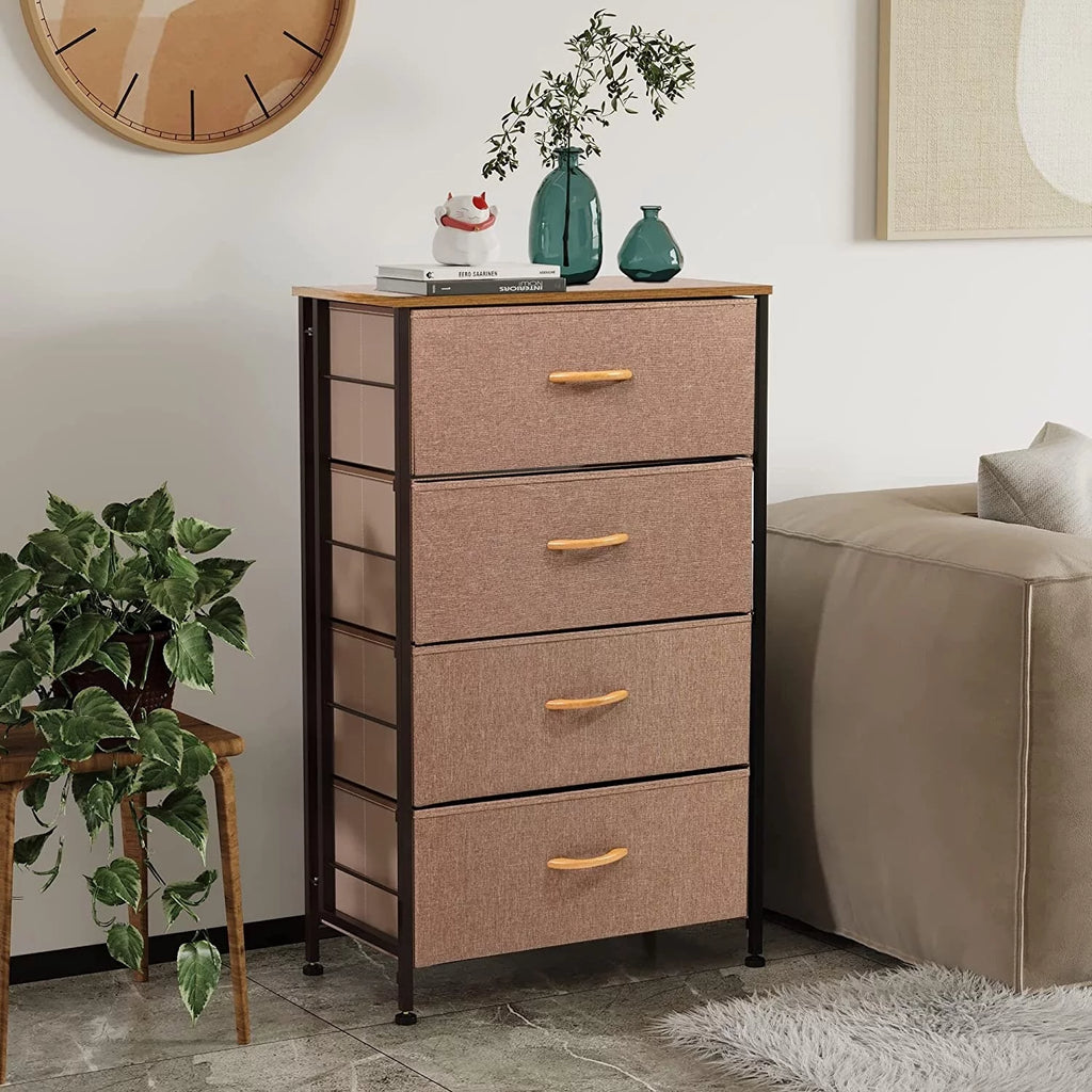 Gray 4 Drawer Fabric Storage Dresser E90085
