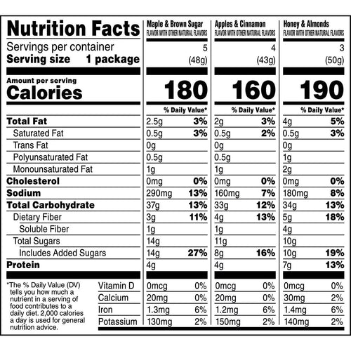 1.68 oz 12 pk Instant Oatmeal Variety Pack X9709