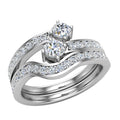 Two-Stone Diamond Wedding Ring 14K White Gold Y18649