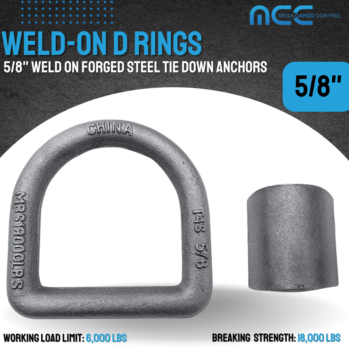 10 Pack Heavy Duty 5/8" Weld-On D Ring for Flatbed Truck Trailer Tie Down V7442