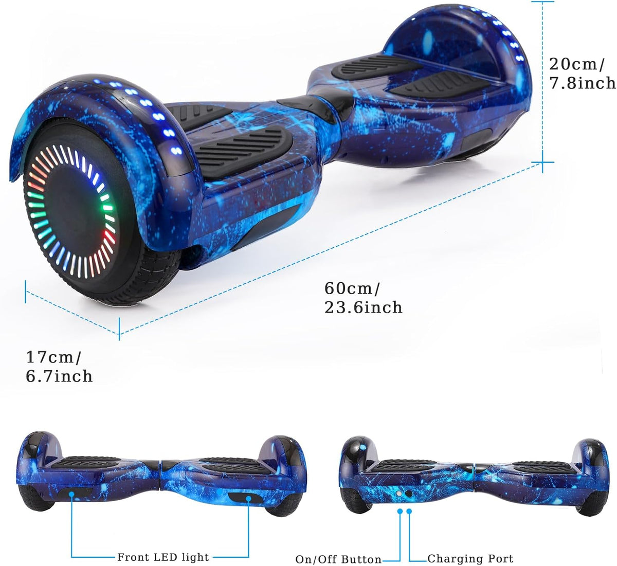 Galaxy Blue Hoverboard with Bluetooth 6.5" LED Wheels R46873