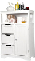 White Wooden Bathroom Floor Cabinet with 1 Door and 3 Drawers N160