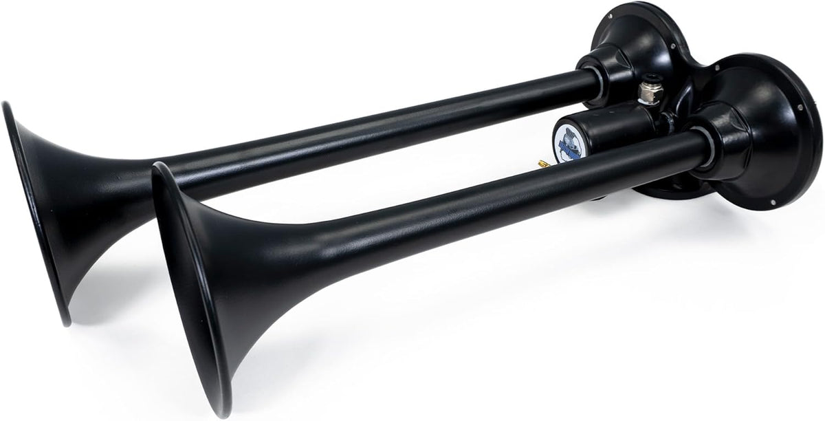 12V 2-Chime 3-Liter Air Horn Kit with 110 PSI Air Source Unit & Stealth Black Air Horn R4694