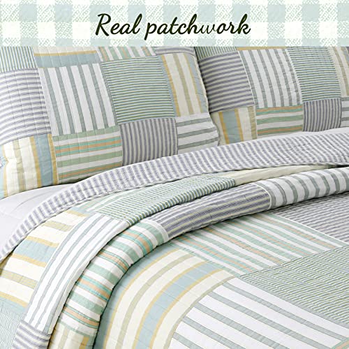 100% Cotton Reversible Patchwork Quilt Bedding Set Queen-3 Piece T1786