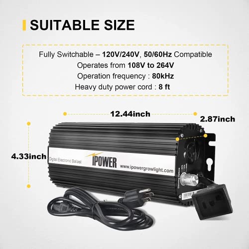 600 Watt HPS MH Digital Dimmable Grow Light System with Air Cooled Reflector Hood Set U123