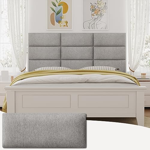 Gray 3D Soundproof Wall Panels Full Size Headboard (6 Panels, 10" x 24") D872