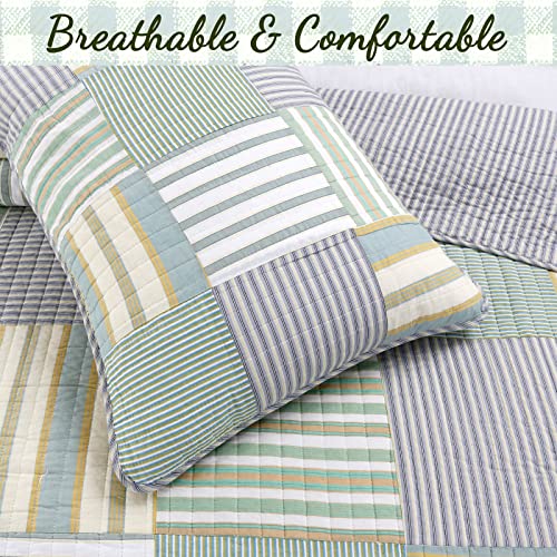 100% Cotton Reversible Patchwork Quilt Bedding Set Queen-3 Piece T1786
