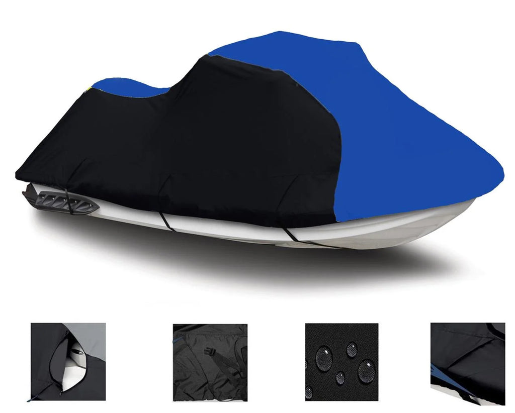 BLACK / BLUE HEAVY-DUTY 600 DENIER Jet Ski PWC Cover O19387