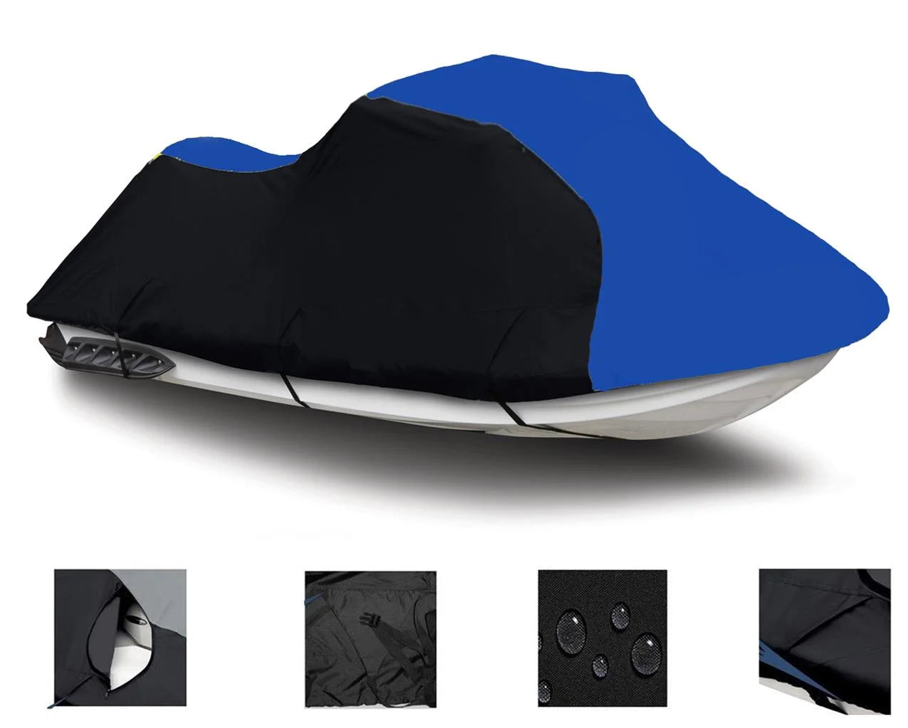 BLACK / BLUE HEAVY-DUTY 600 DENIER Jet Ski PWC Cover O19387