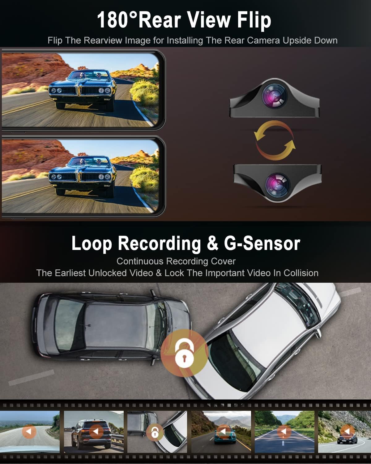 11 Rear View Mirror Dash Cam 1080P Dual Dash Camera Waterproof Backup Camera U331