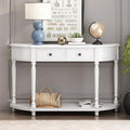 Navy Blue Wood Half Console Table with 3 Drawers U4201