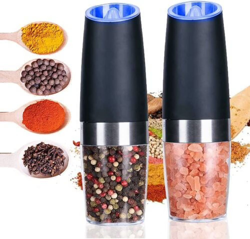 2Pcs Battery Powered Electric Pepper and Salt Grinders Set with LED Light H58499