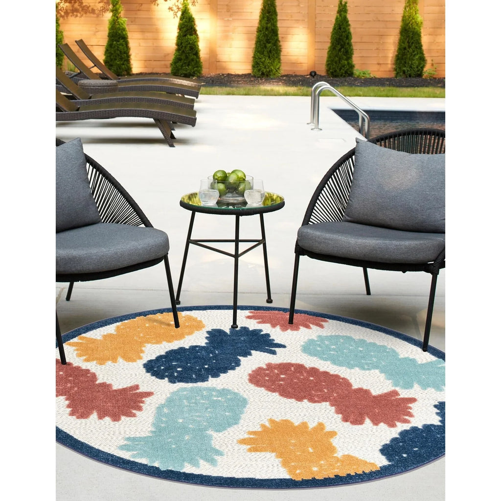 White Round Area Rug X71320
