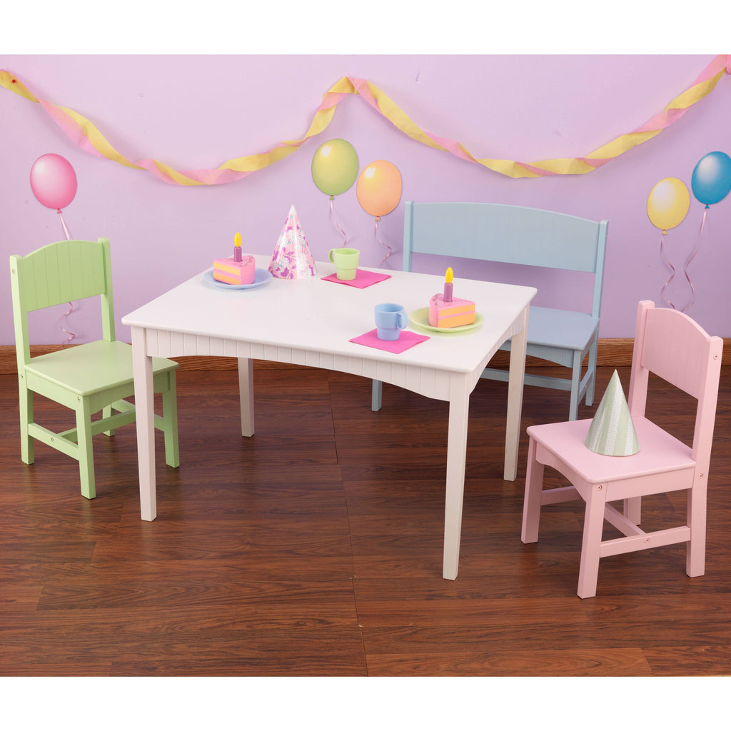 Pastel Table with Bench and 2 Chairs D655