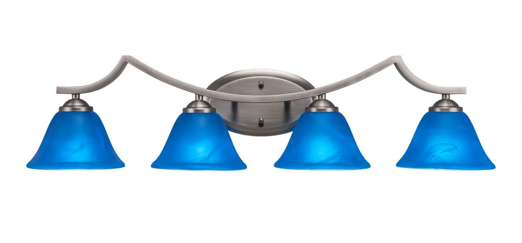 Four Light Bath Bar Graphite Finish with Blue Italian Glass U88683