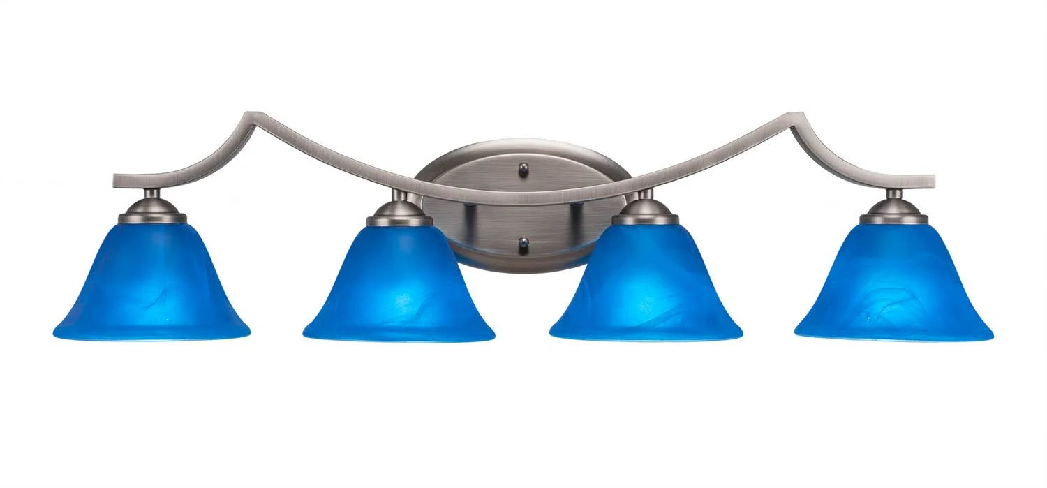 Four Light Bath Bar Graphite Finish with Blue Italian Glass U88683