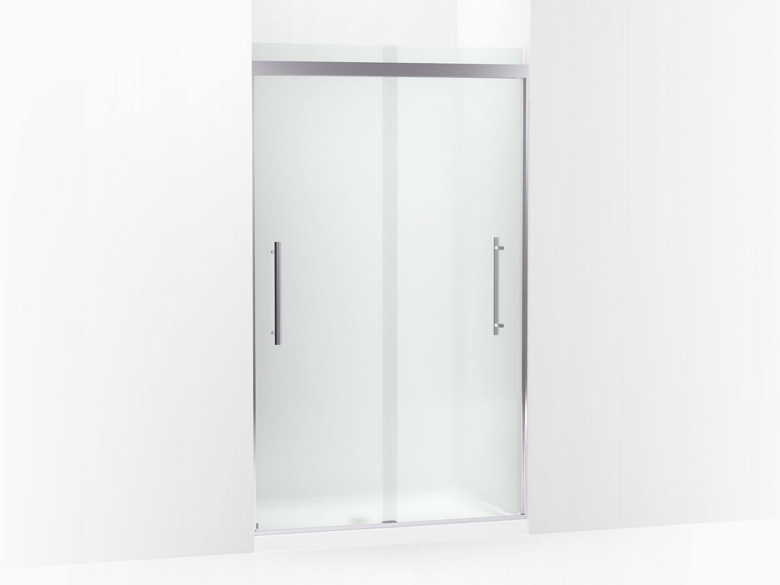 Frameless Sliding Shower Door with Crystal Clear Glass and Bright Polished Silver Frame B189900