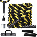 Heavy Battle Rope with Polyester Cover, Anchor Strap, Wall Mount Kit, Yellow L92084