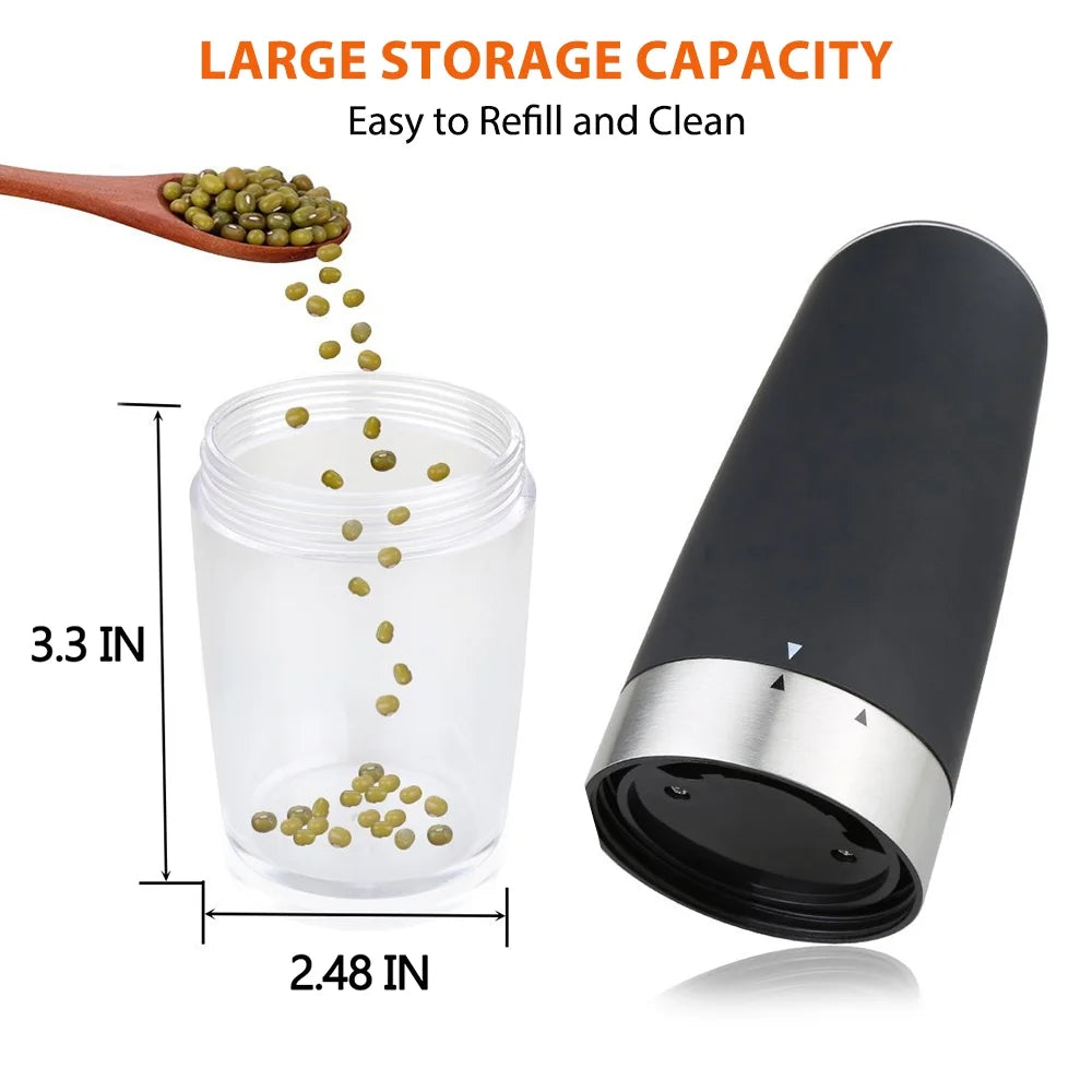 2Pcs Battery Powered Electric Pepper and Salt Grinders Set with LED Light H58499