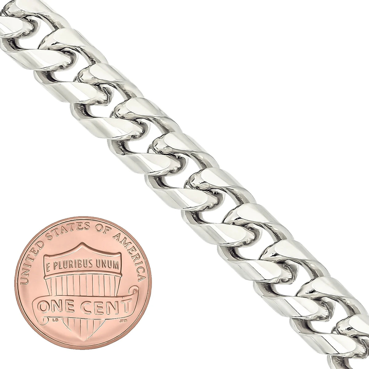 Rhodium Plated Flat Curb Chain Bracelet, 8 inches U9806