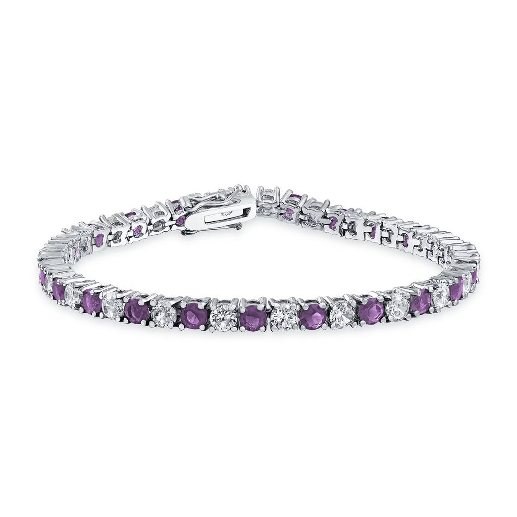 Purple White Round CZ Tennis Bracelet D167285