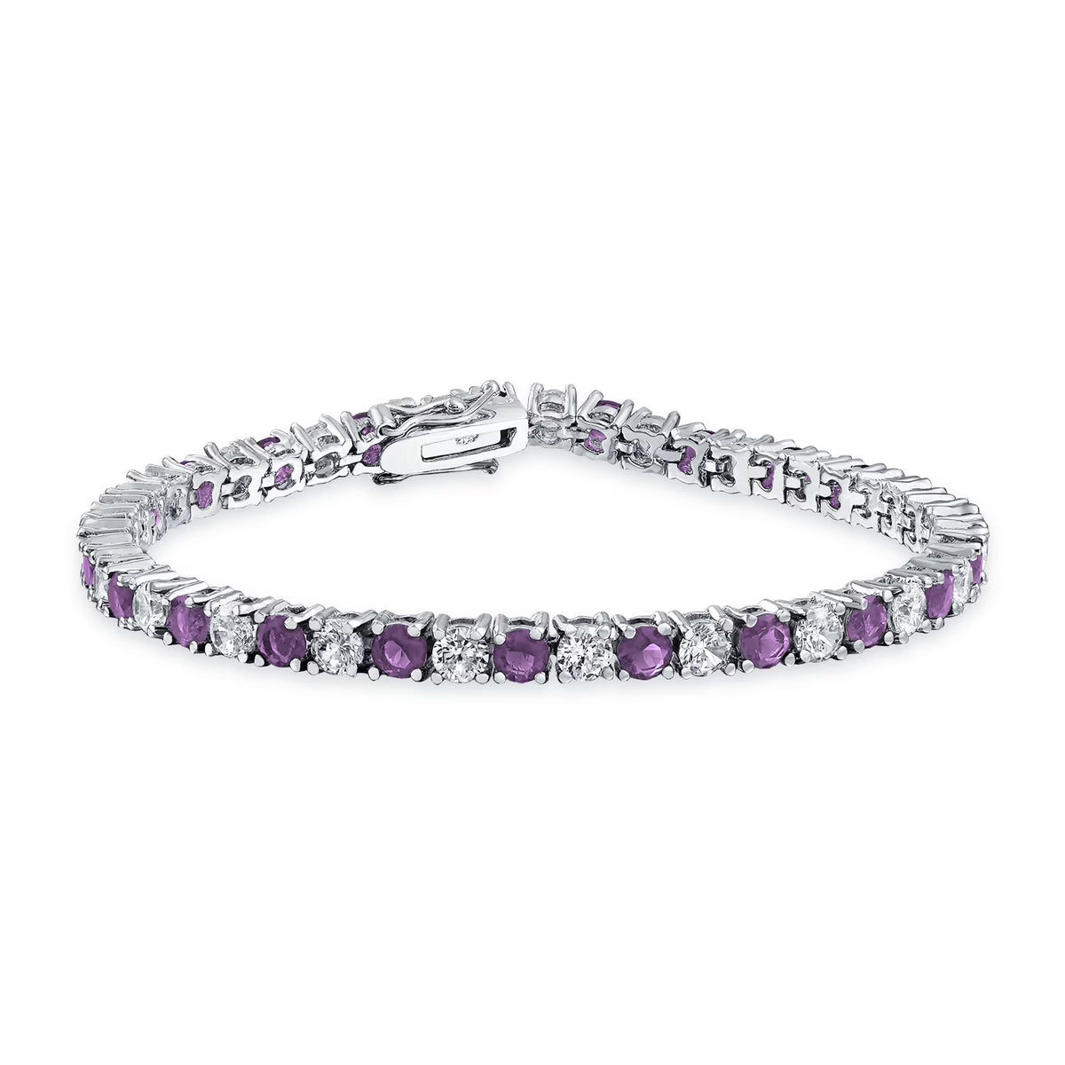 Purple White Round CZ Tennis Bracelet D167285