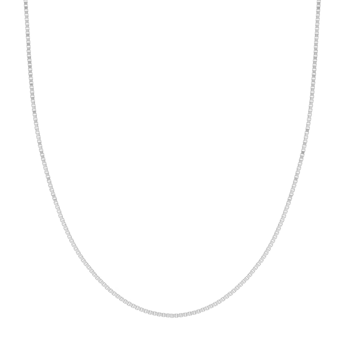 14K White Gold 22" Box Chain Necklace with Lobster Lock T946