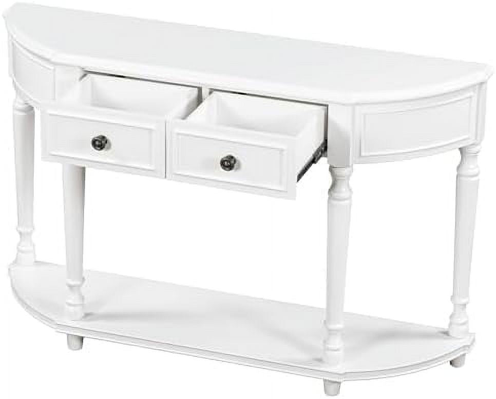 Navy Blue Wood Half Console Table with 3 Drawers U4201