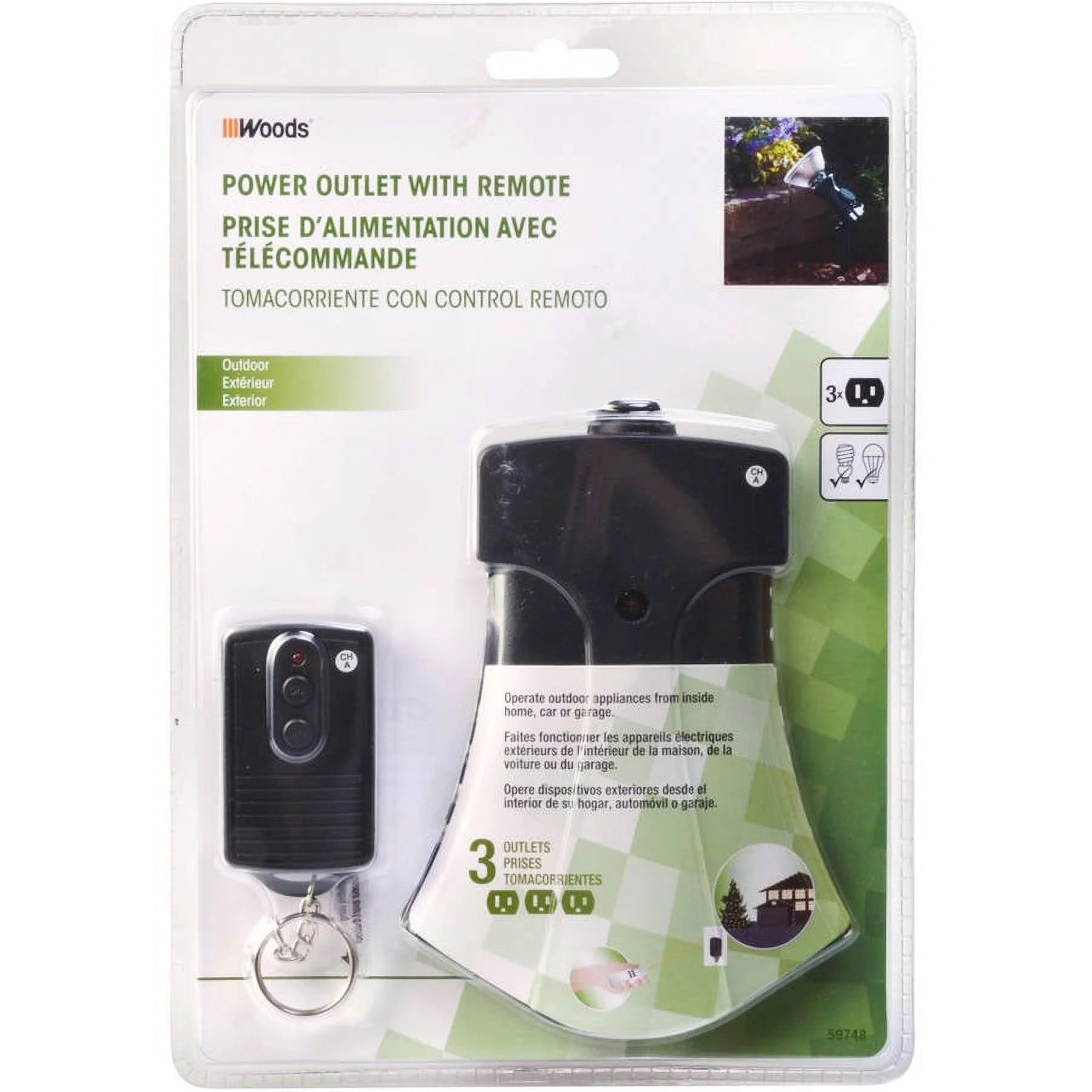 2-Outlet Wireless Remote Control Switch - Gray Z780